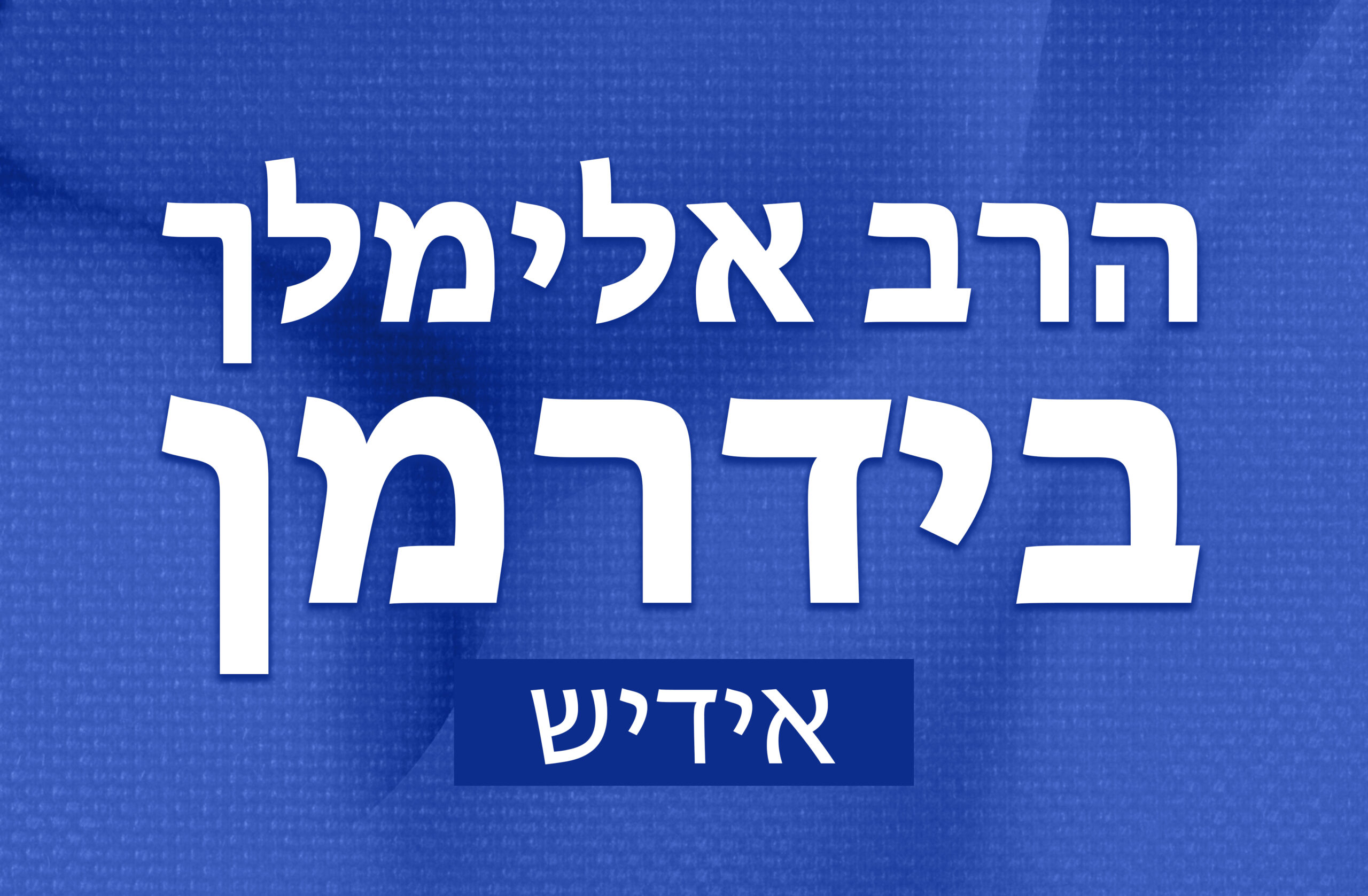 NEW! Rabbi Elimelech Biderman - Full Shiur