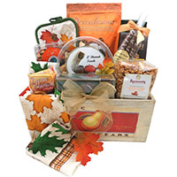 Vintage Wooden Crate Filled with Thanksgiving Treats